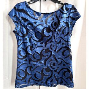 Vtg‎ Onyx Nite Wendye Chaitin Top Medium Embellish Sheer Boho Y2K Fitted 17907